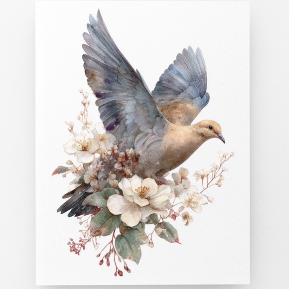 Watercolor Mourning Dove Bird Portrait Wall Art Illustration Print Unframed - Picture 6 of 6